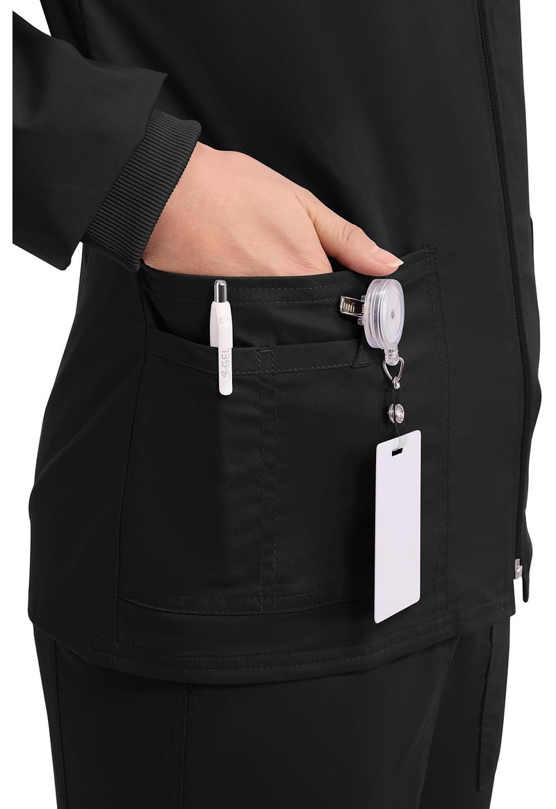 Cherokee Women's Workwear Core Stretch Warm Up Scrubs Jacket, Black, Large - Image 2